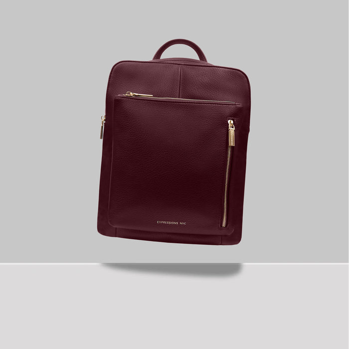 Lenox Ave Vegan Backpack- Burgandy - Expressions NYC