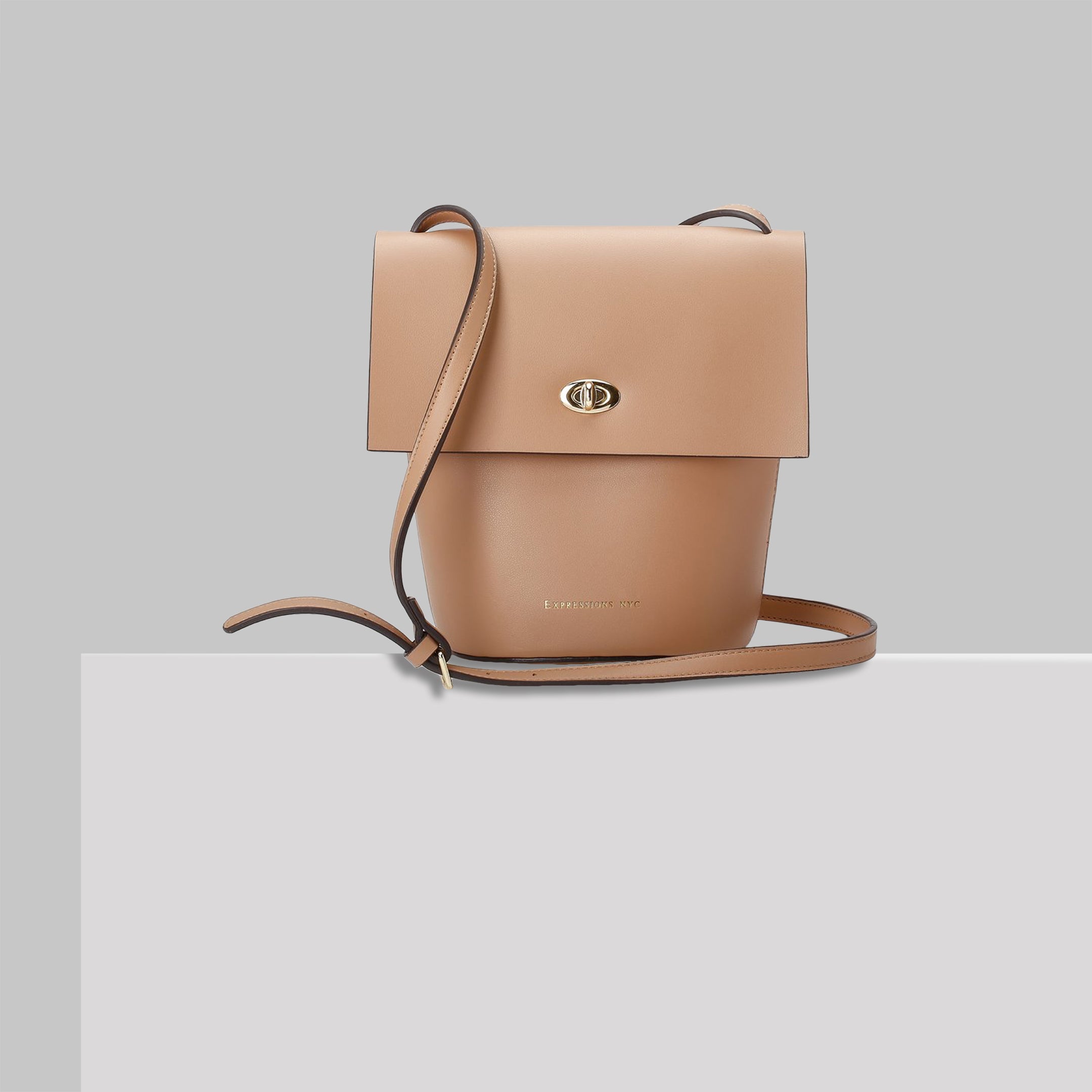 FULTON ST CAMEL FLAP CROSS BODY BAG